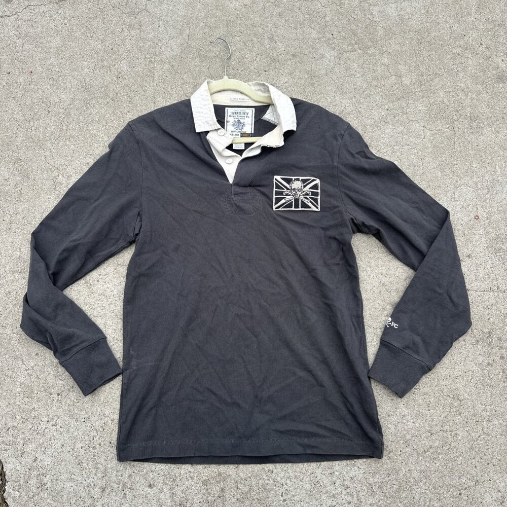 Ralph Lauren Black Long Sleeve Polo with White Collar & Crest